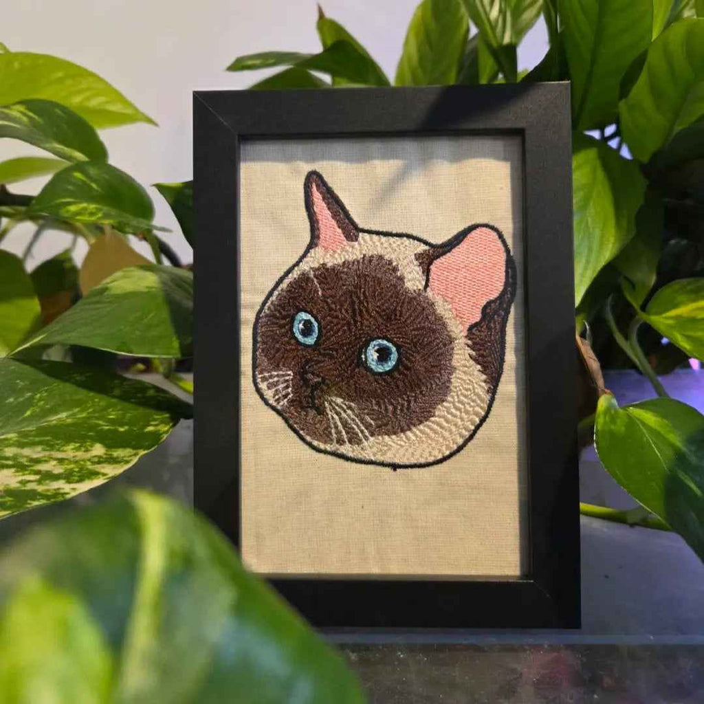 Embroidered Cat Portrait - Customizable Pet Art