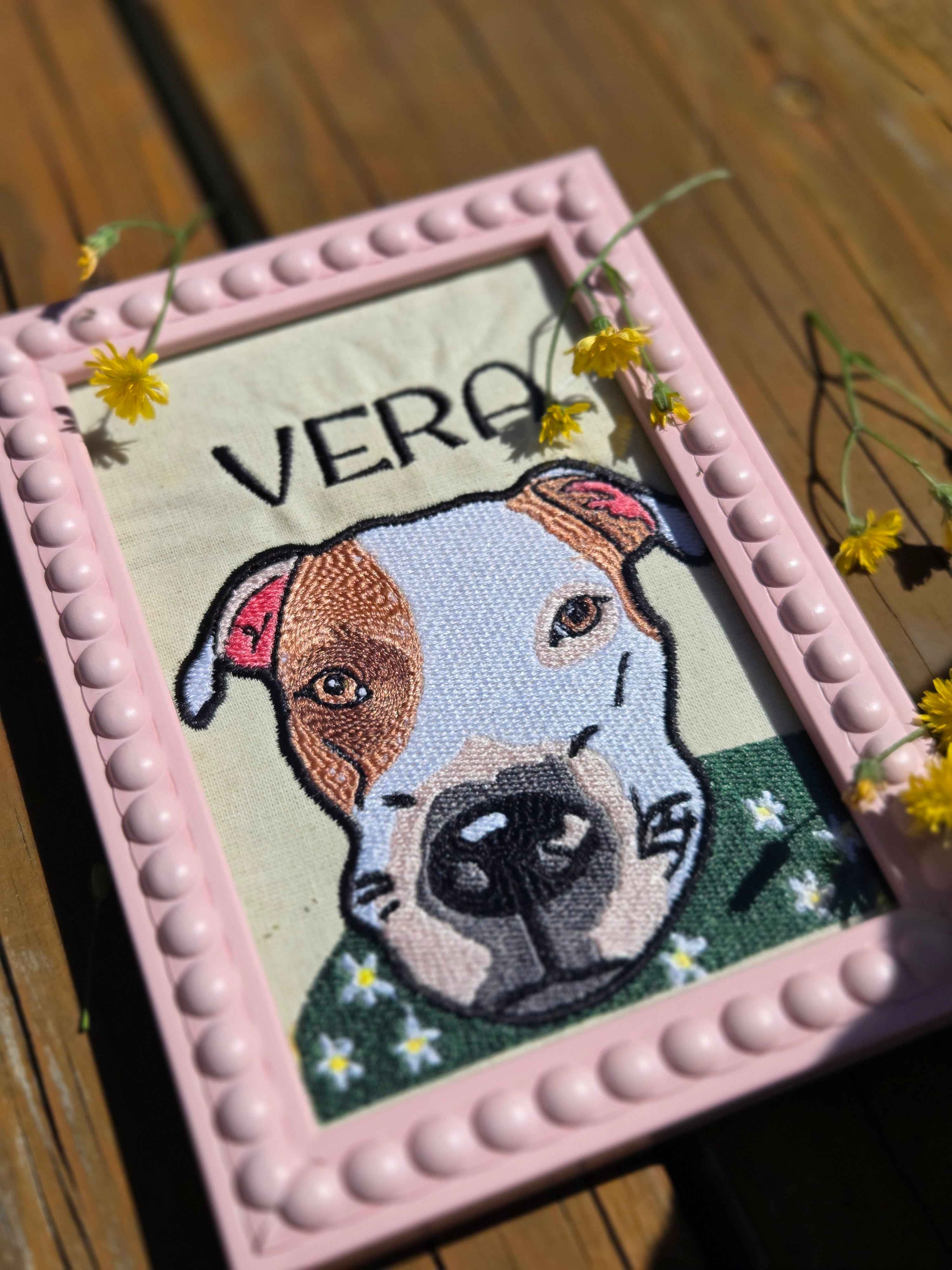 Embroidered Dog Portrait - Personalized Pet Art Gift