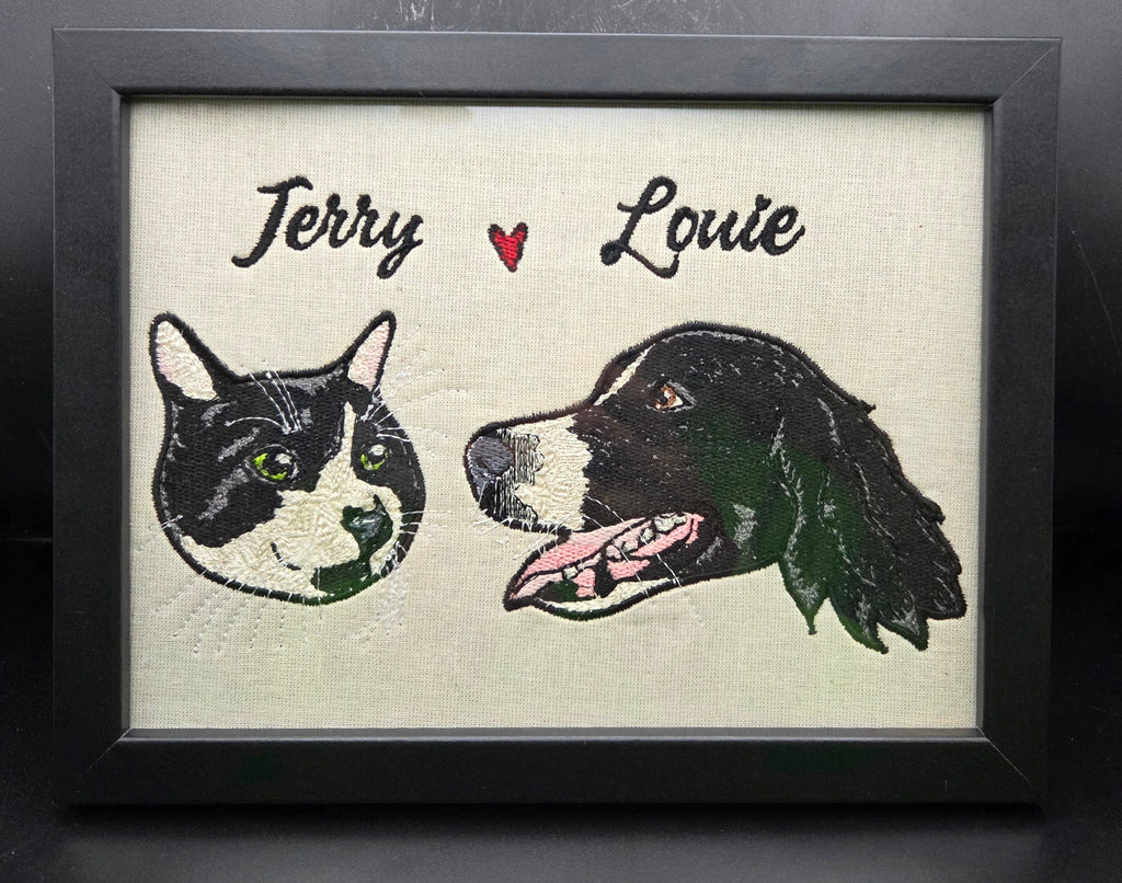 Embroidered Duo Pet Portrait - Elleve Sews