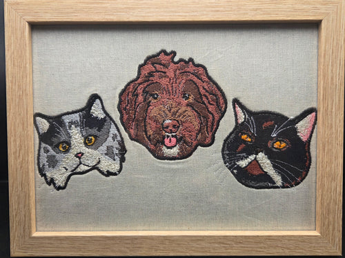 Embroidered Trio Pet Portrait - Elleve Sews