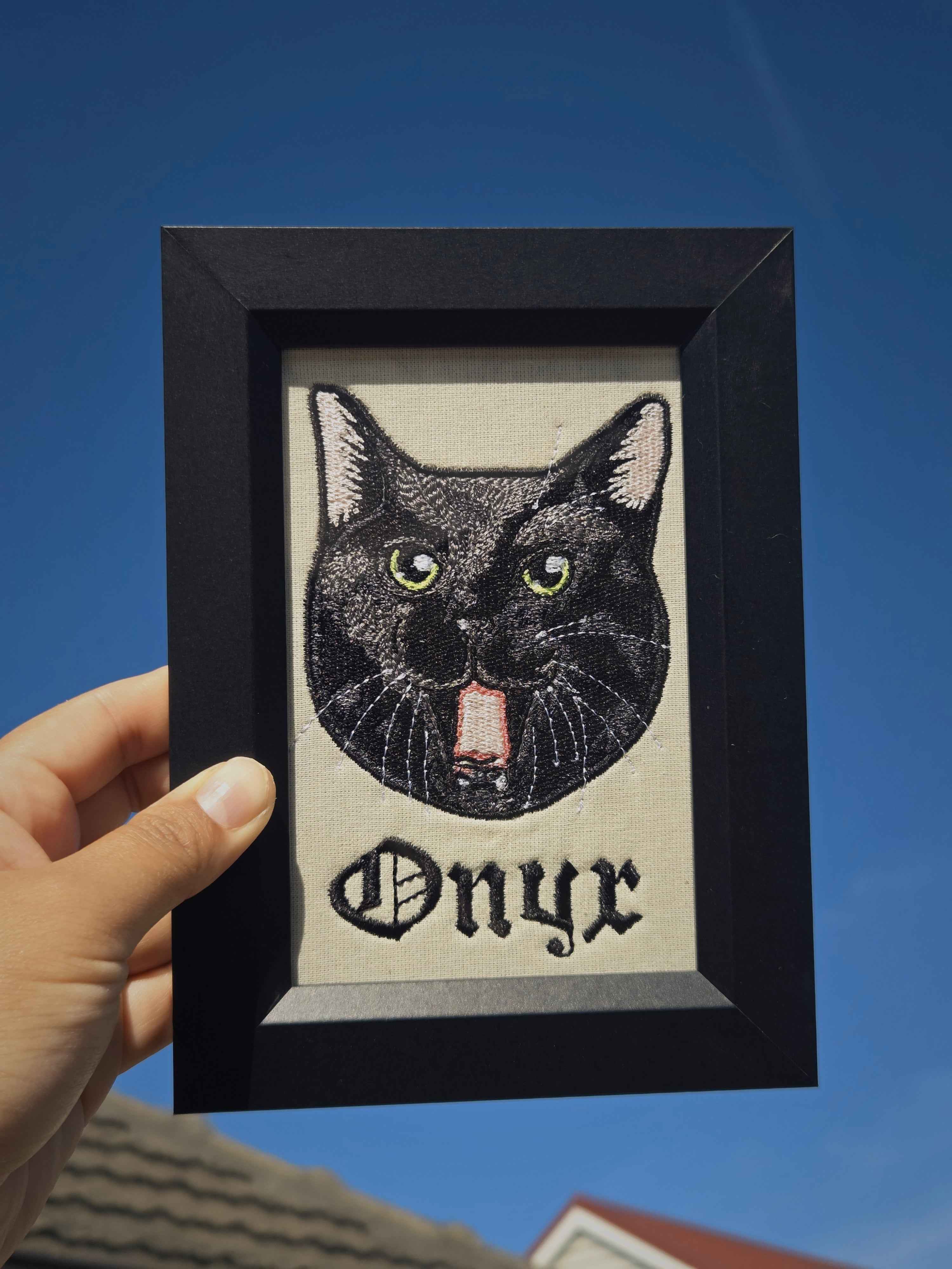 Embroidered Cat Portrait - Customizable Pet Art
