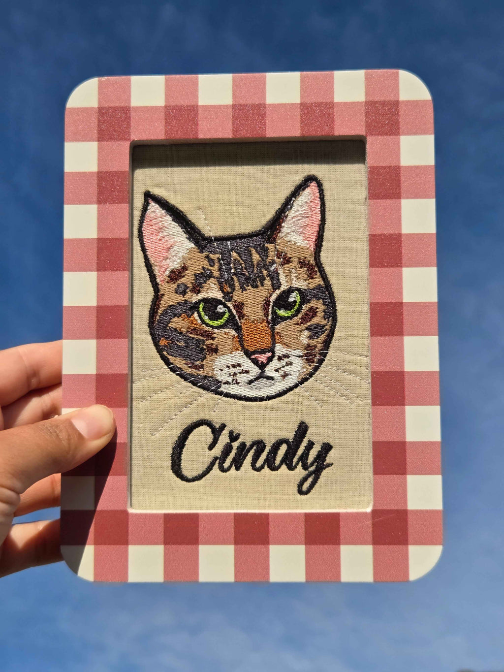 Embroidered Cat Portrait - Customizable Pet Art