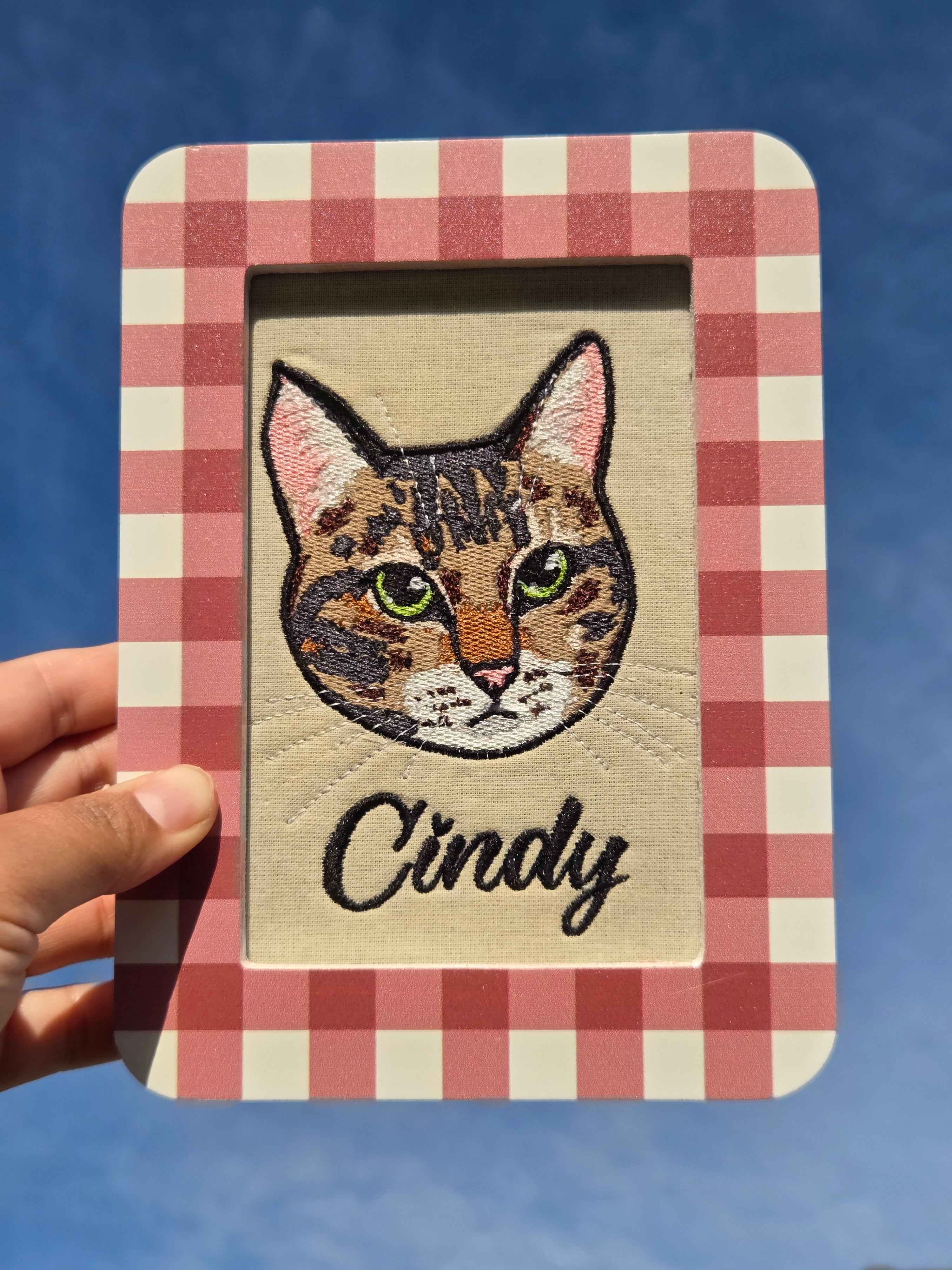 Embroidered Cat Portrait - Customizable Pet Art