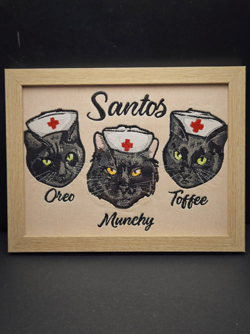 Embroidered Trio Pet Portrait - Elleve Sews