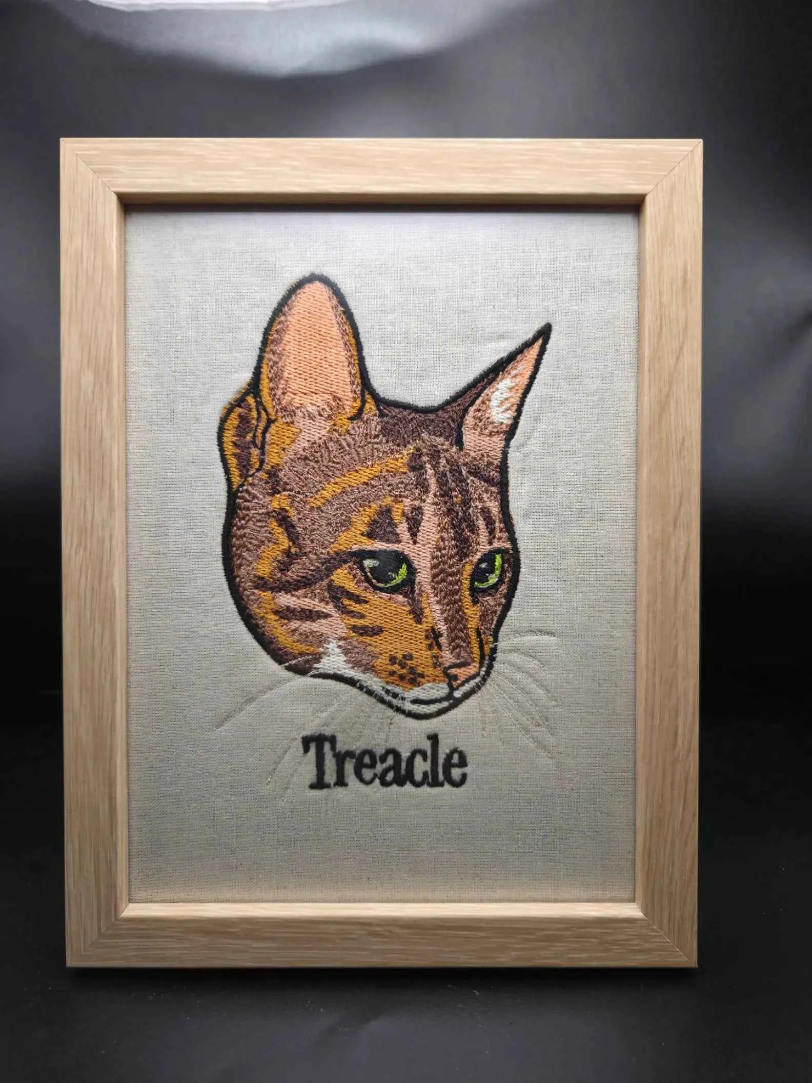 Embroidered Cat Portrait - Customizable Pet Art
