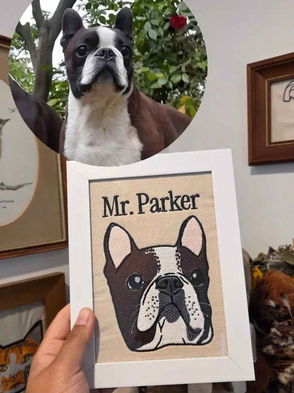 Embroidered Dog Portrait - Personalized Pet Art Gift
