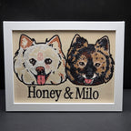 Embroidered Pet Portrait - Personalized Duo Pet Art for Your Beloved Companion
