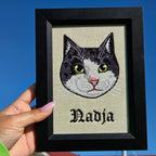Embroidered Cat Portrait - Customizable Pet Art