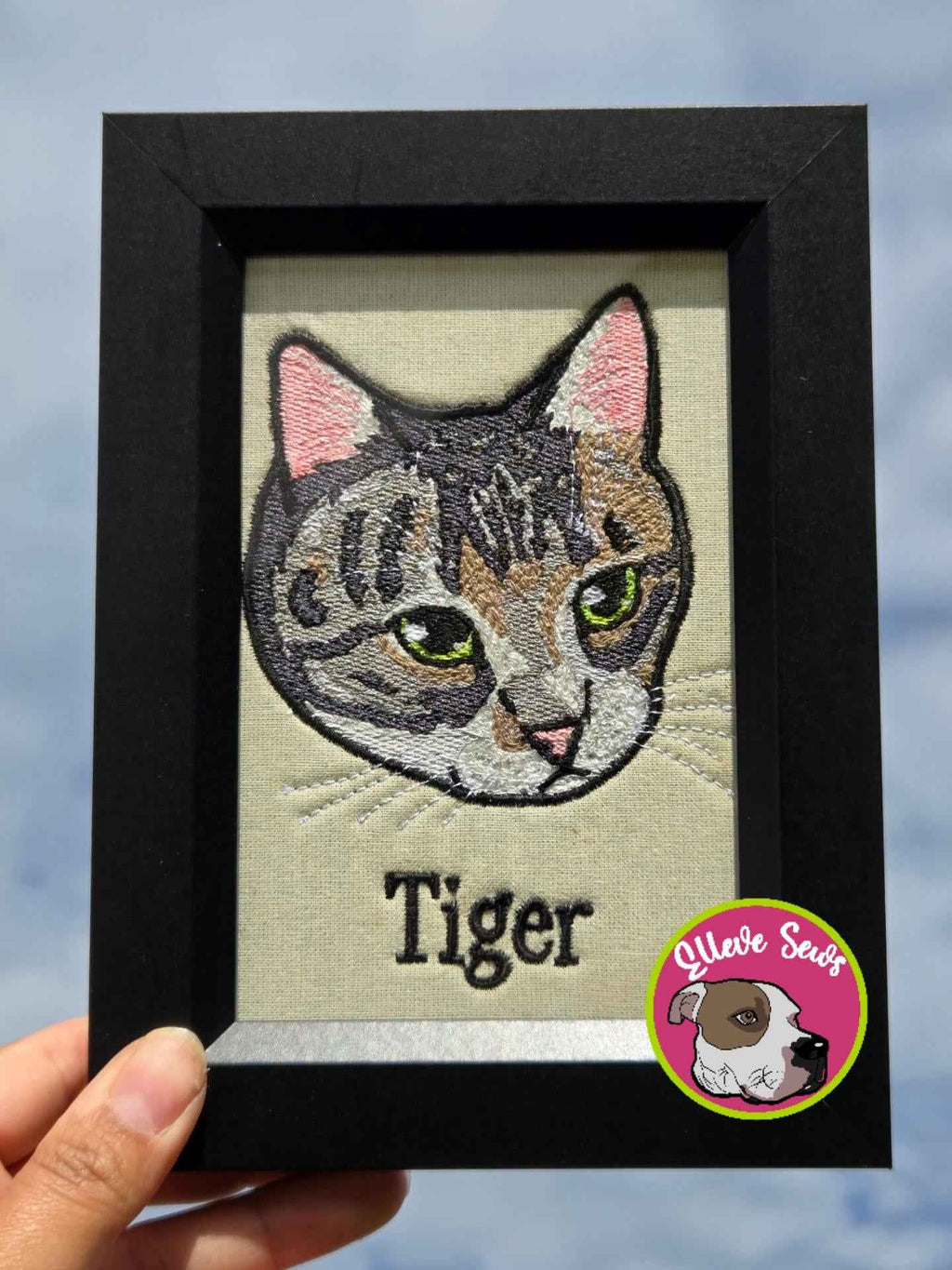 Embroidered Cat Portrait - Customizable Pet Art