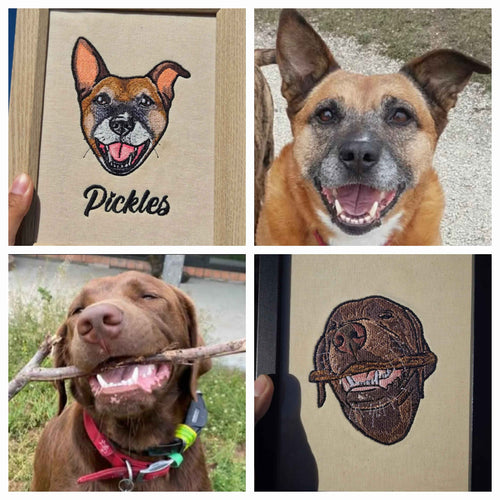 Embroidered Dog Portrait - Personalized Pet Art Gift