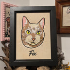 Embroidered Cat Portrait - Customizable Pet Art